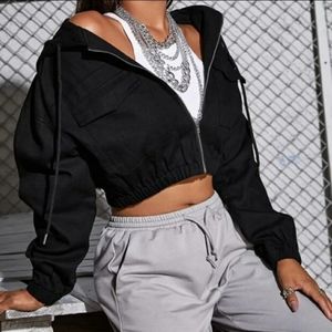 Crop hooded jacket